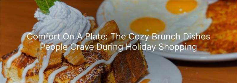 A cozy brunch plate featuring French toast topped with whipped cream and caramelized apples, served alongside sunny-side-up eggs and crispy hash browns.